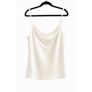Lafayette 148 New York Silk Charmeuse Cowl Neck Camisole 1X Ivory $698 NWT